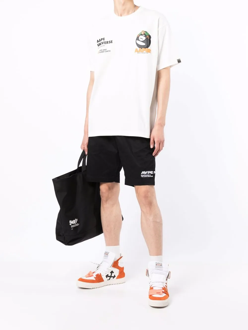 AAPE BY *A BATHING APE® Trainingsshorts met geborduurd logo - Zwart