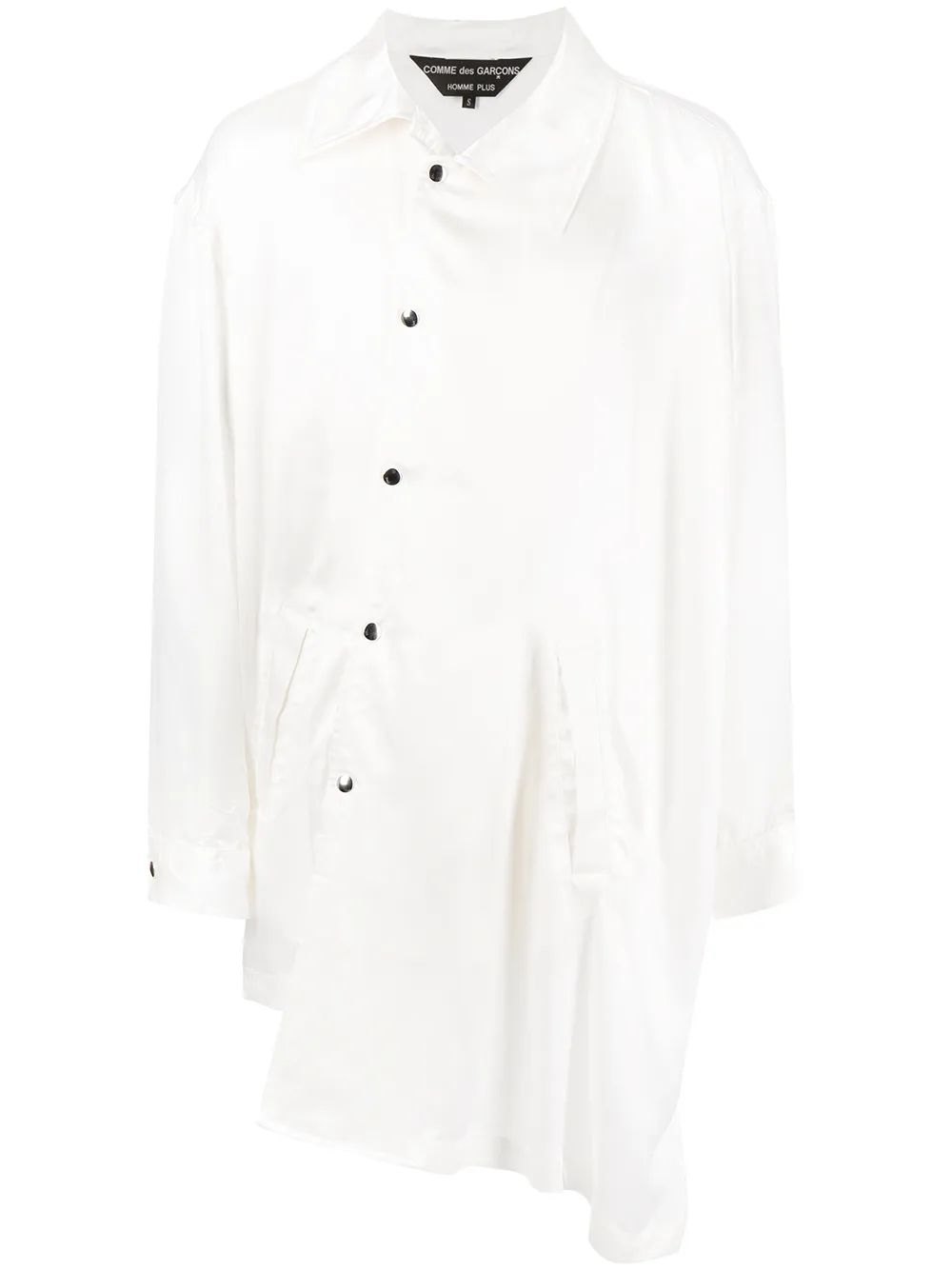 

Comme Des Garçons Homme Plus camisa asimétrica con estampado rosa - Blanco