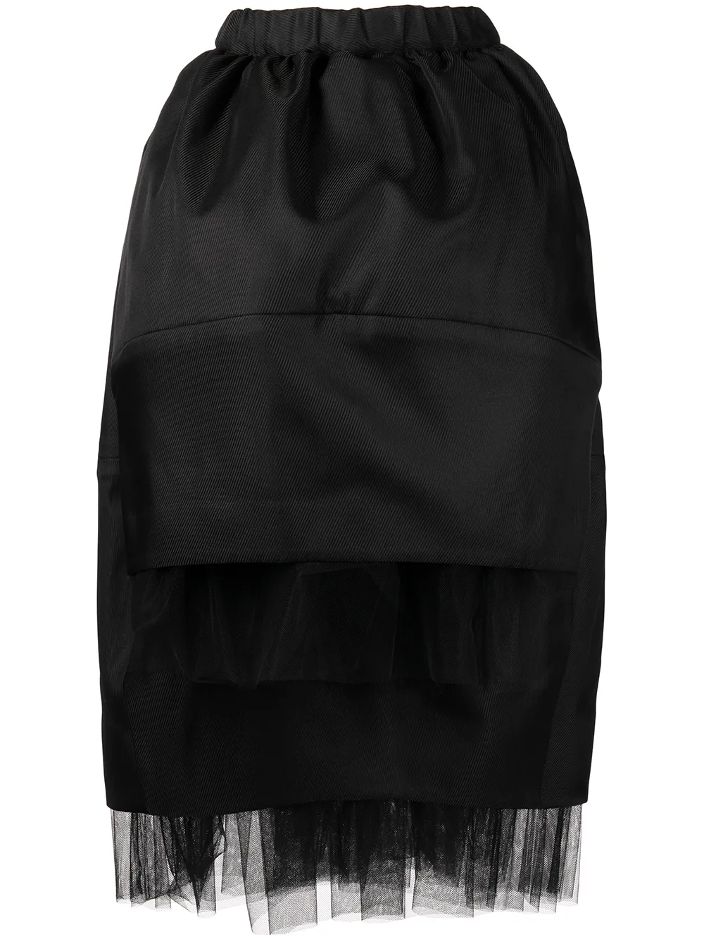 Comme Des Garçons falda midi con detalle de tul - Negro
