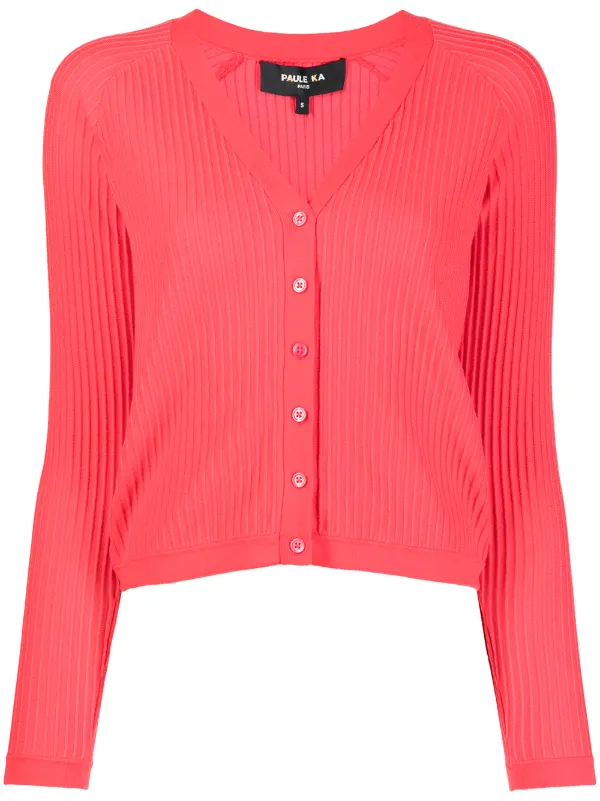 Paule Ka V-neck Knit Cardigan | Red | FARFETCH