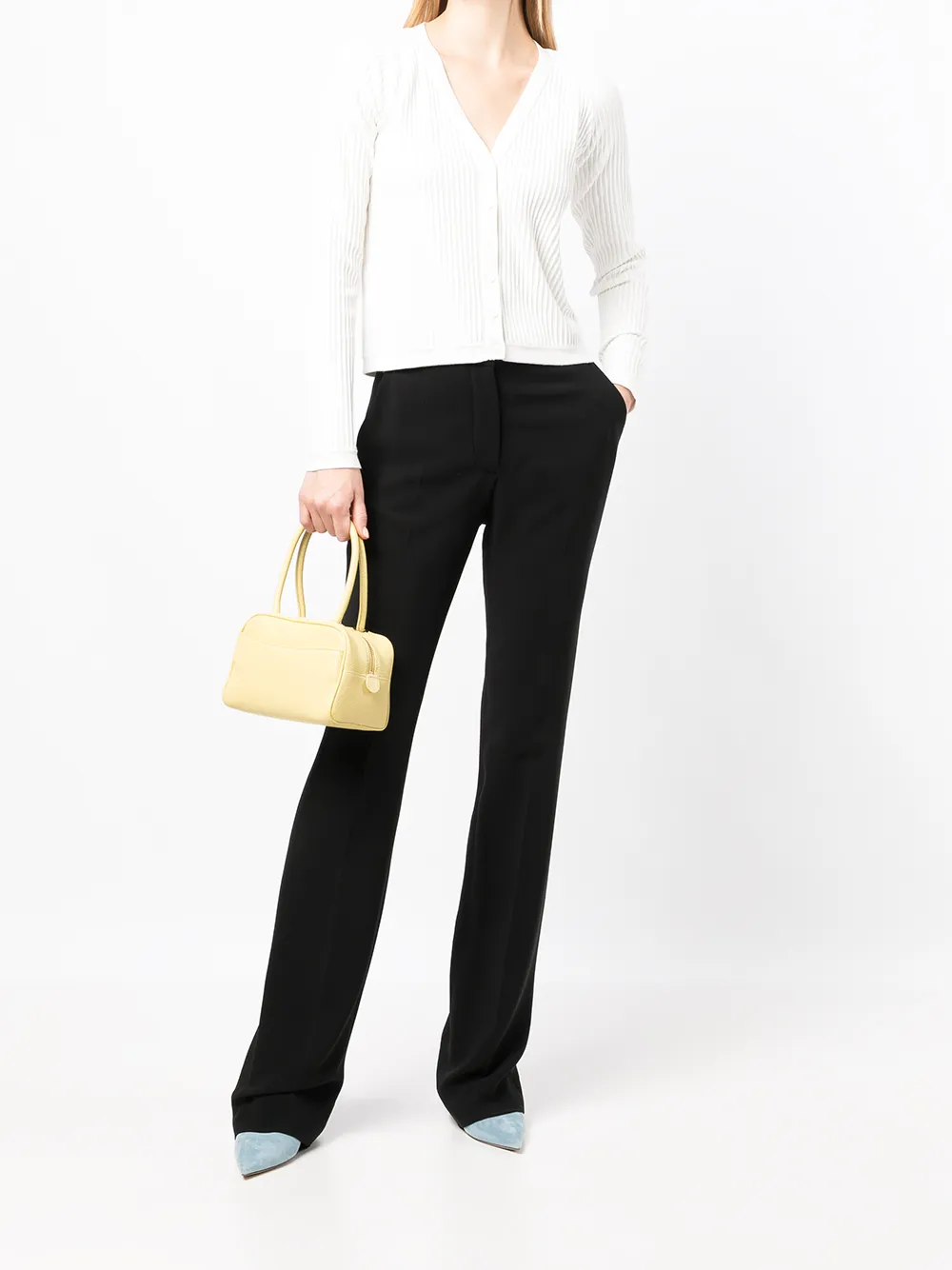 Paule Ka Ribgebreid vest - Wit