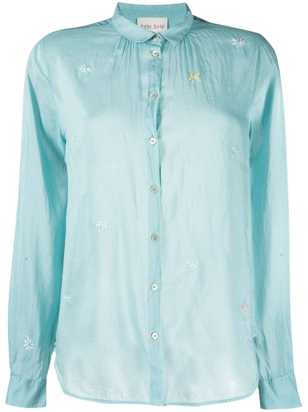 

Forte Forte floral-embroidered button-up shirt - Blue