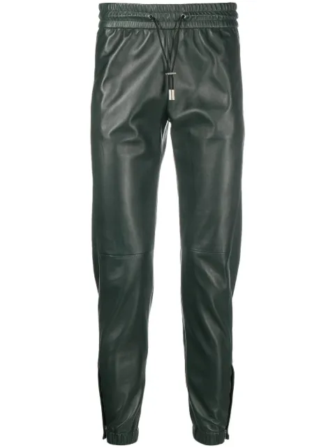 Saint Laurent leather tapered-leg trousers