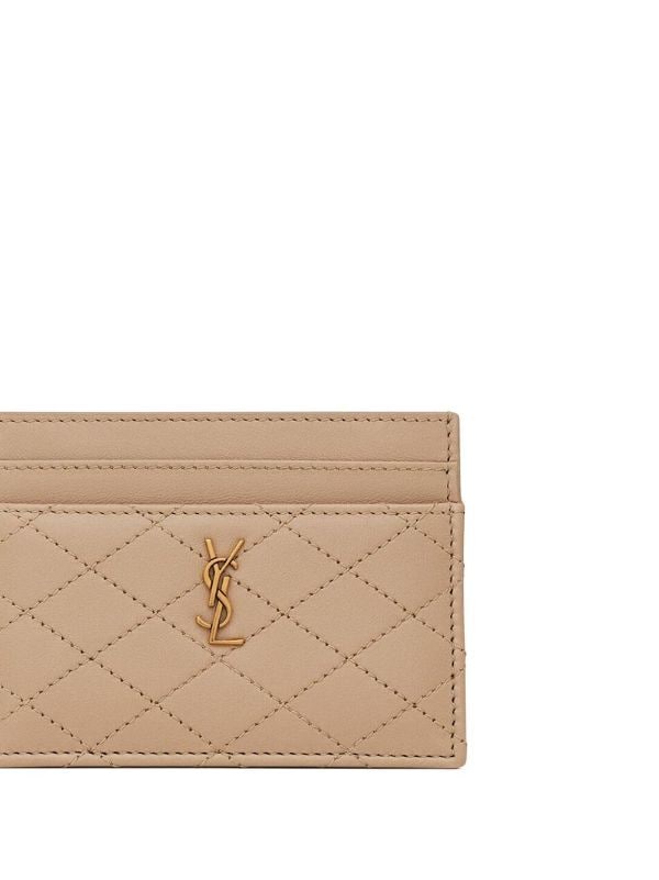 SAINT LAURENT Gaby quilted leather cardholder - Women - Beige Wallets and Cardholders