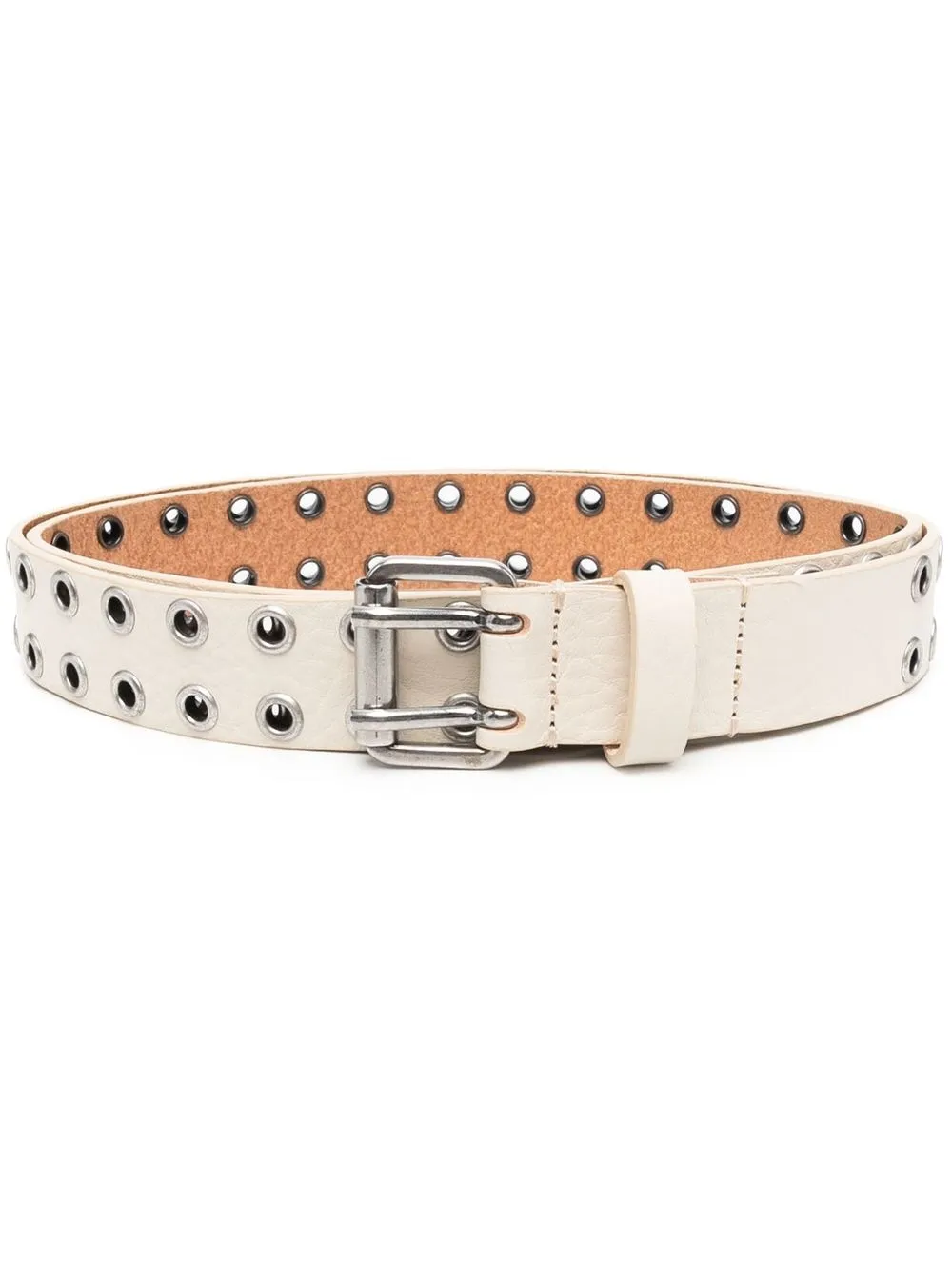 Eyelet-detail leather buckle belt