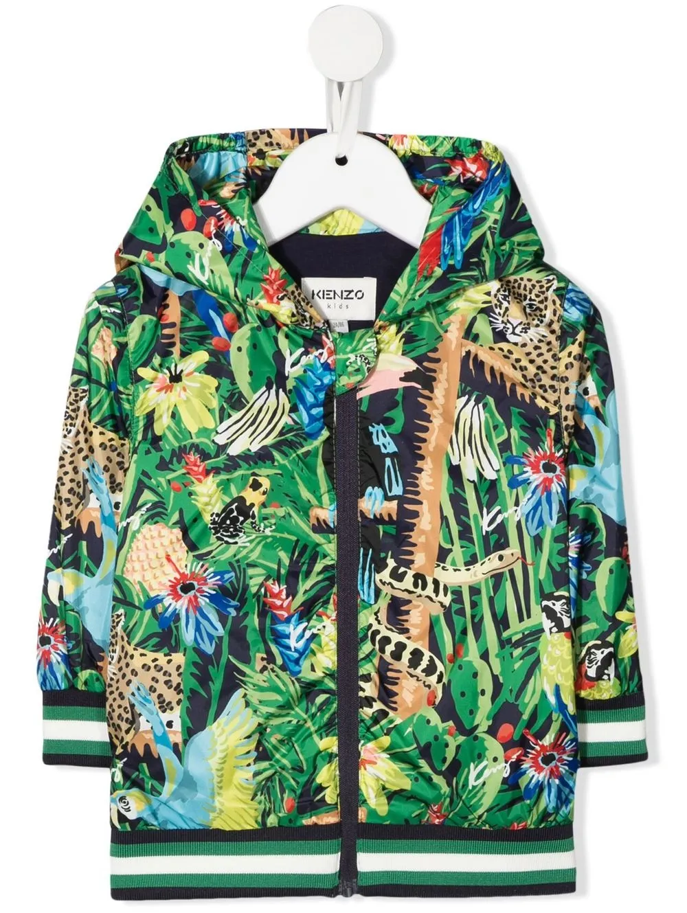 

Kenzo Kids jungle-print zip-up hoodie - Green