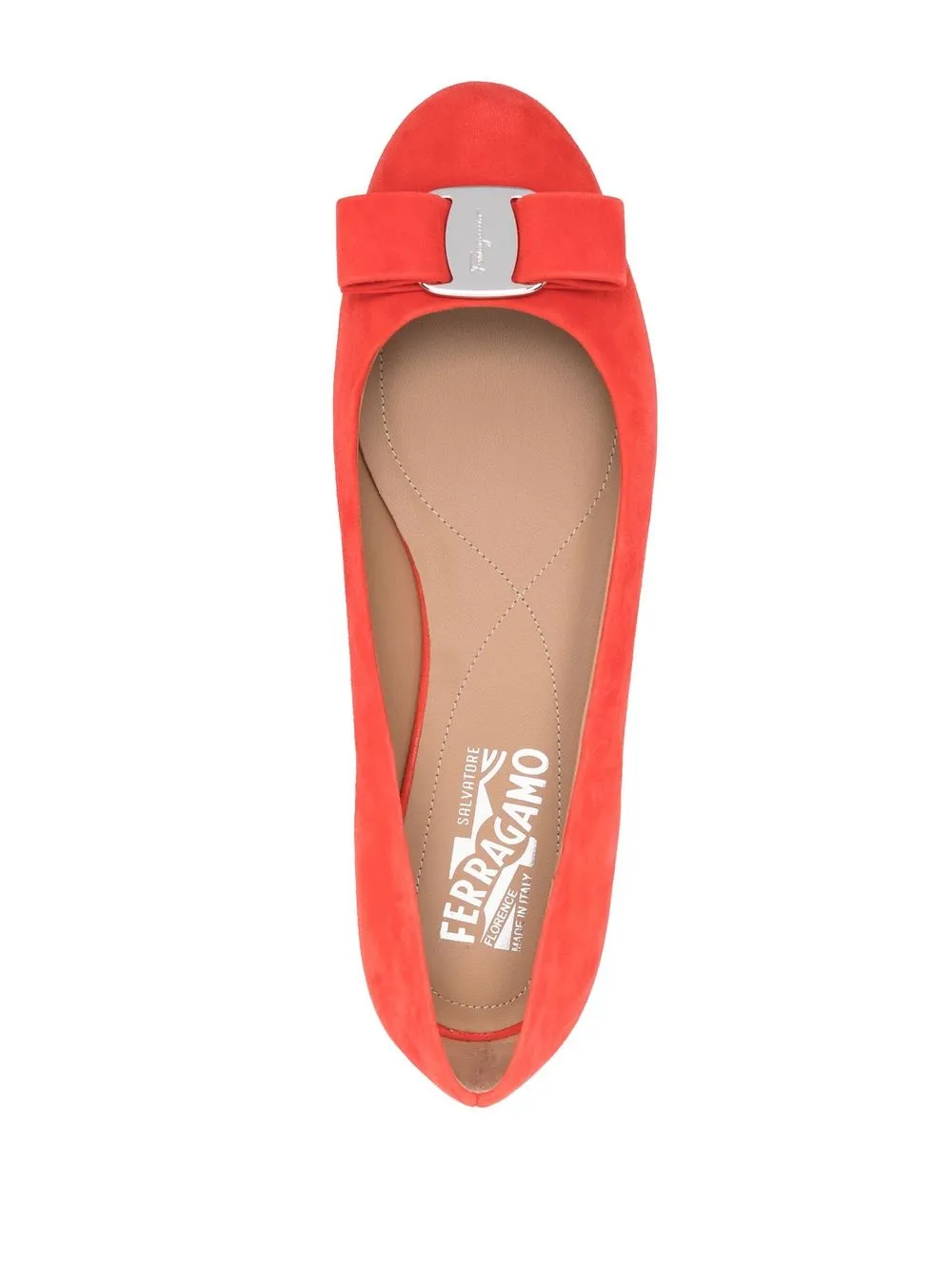 Ferragamo Ballerina's met logoplakkaat Rood