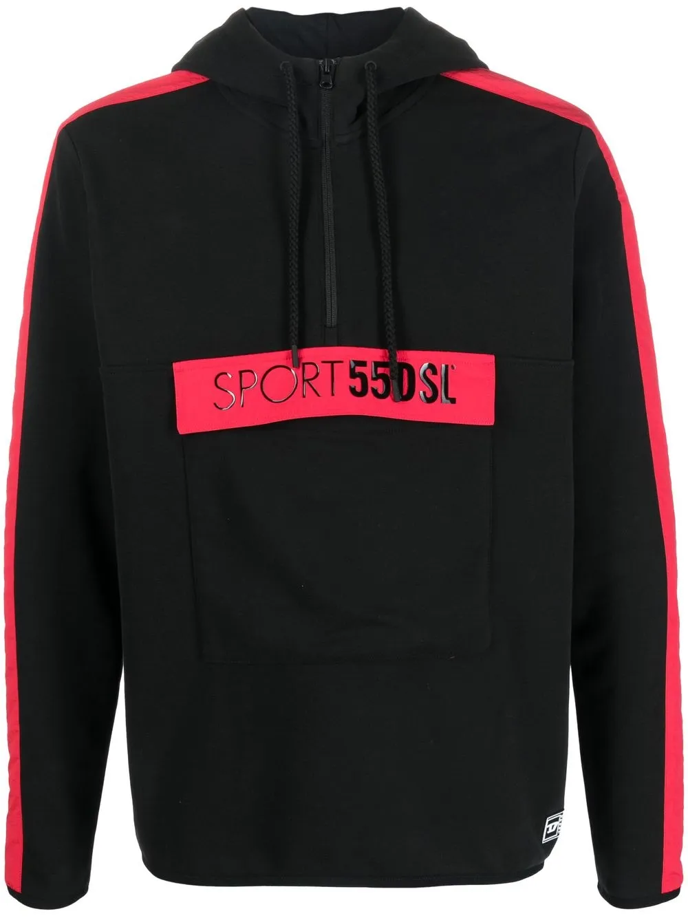 

Diesel hoodie con diseño de dos tonos y logo estampado - Negro