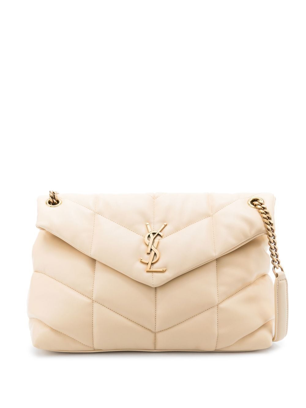 Saint Laurent Loulou Puffer Quilted Shoulder Bag In 9949 -jaune Pale