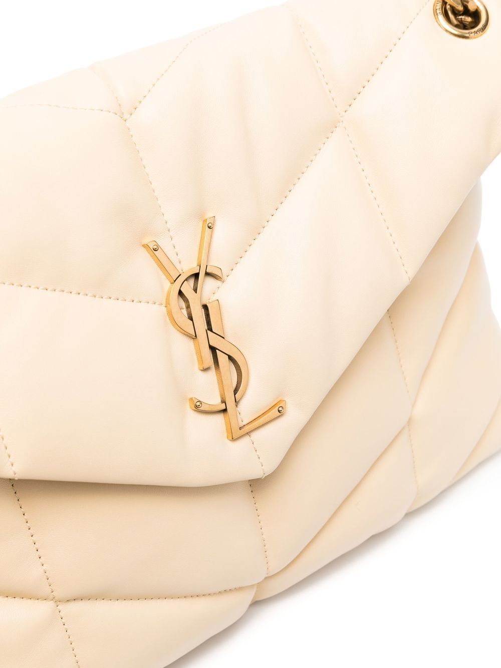 Shop Saint Laurent Loulou Puffer Quilted Shoulder Bag In 9949 -jaune Pale