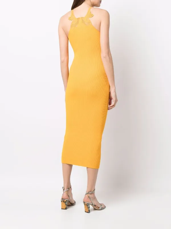 yellow bodycon midi dress Womens Ladies Yellow High Neck Bodycon Midi Party Casual Dress