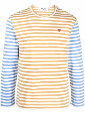 Cdg yellow 2024 striped shirt