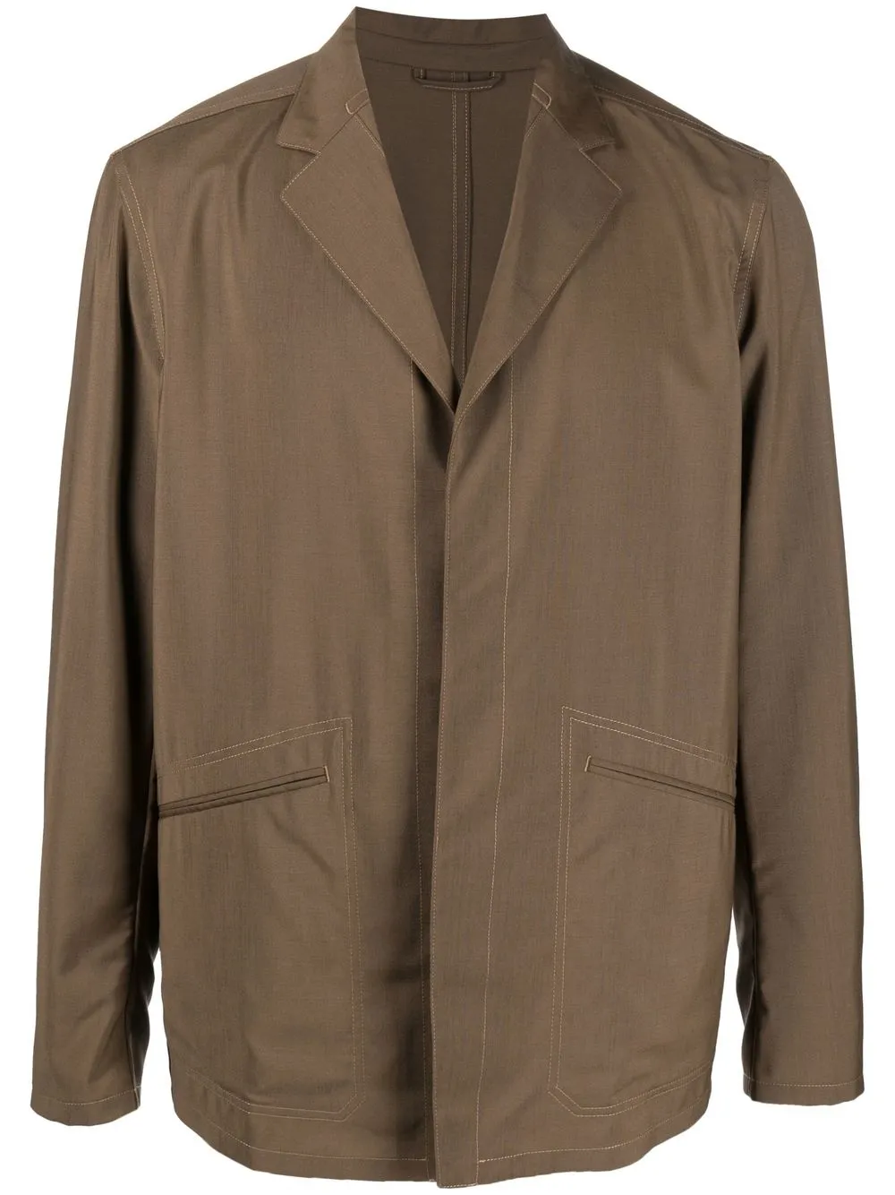 

Zegna concealed-front fastening jacket - Brown