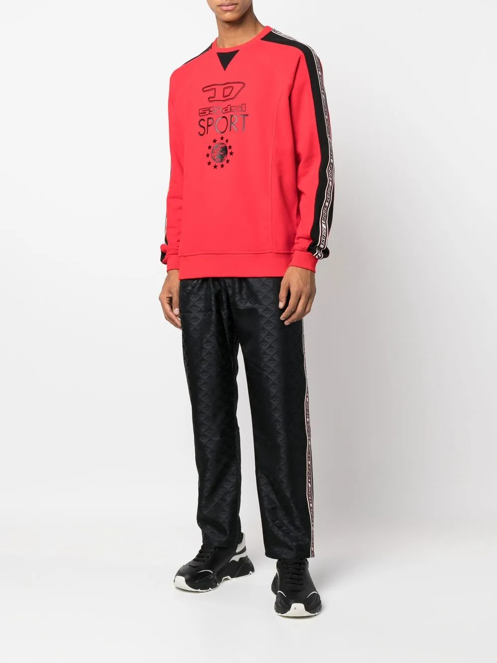 Diesel Trainingsbroek met logo jacquard - Zwart