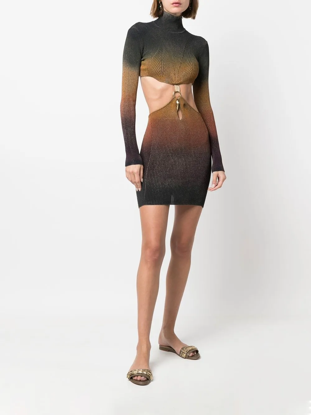 Roberto Cavalli Ribgebreide jurk - Bruin