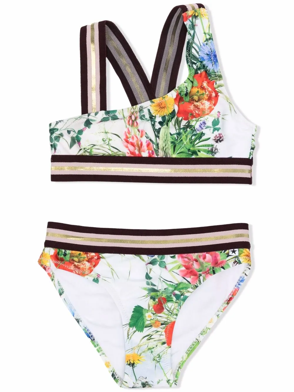 

Molo bikini asimétrico con estampado floral - Blanco