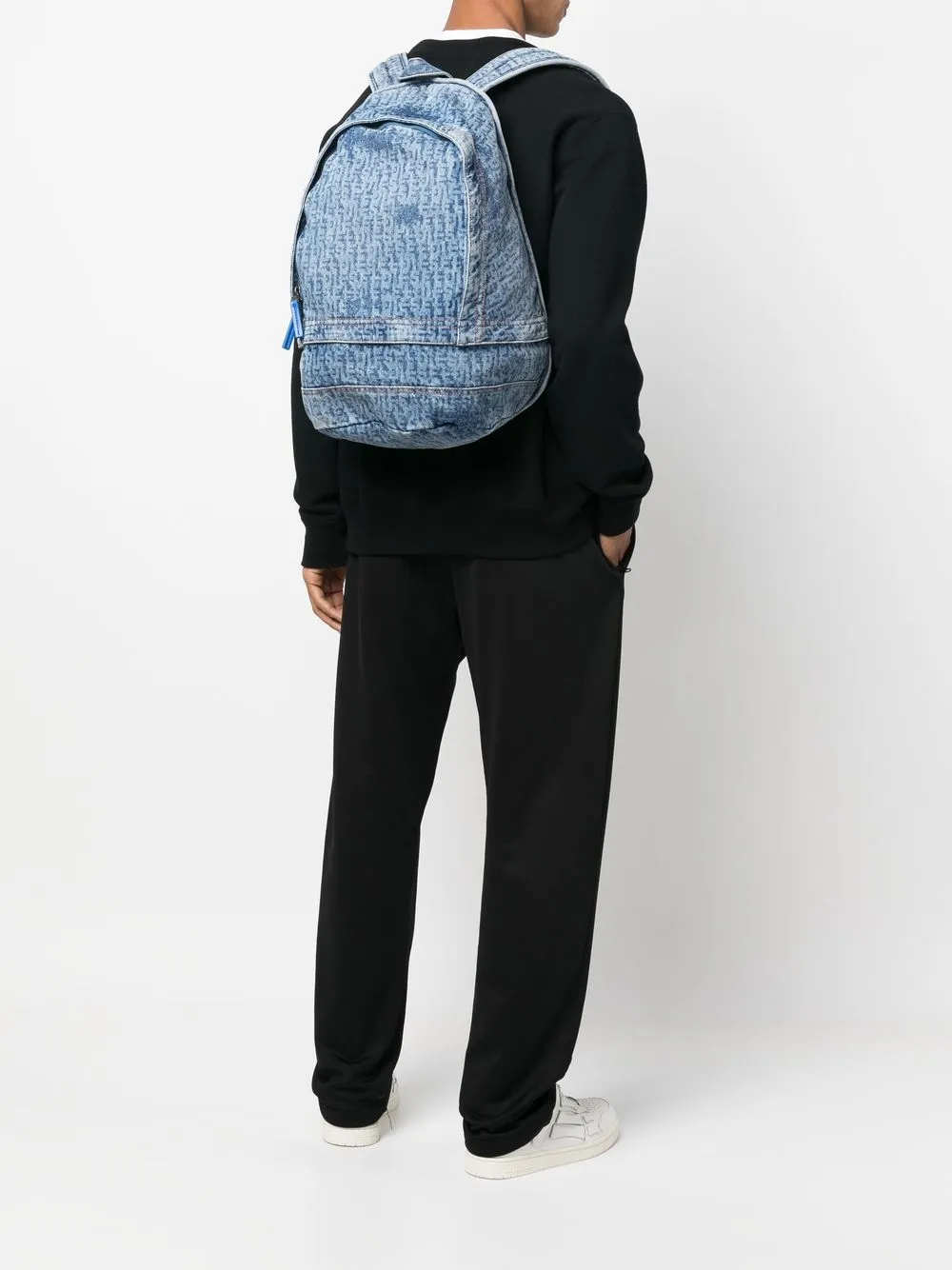  Diesel Ausgeblichener Jeans Rucksack   Blau 