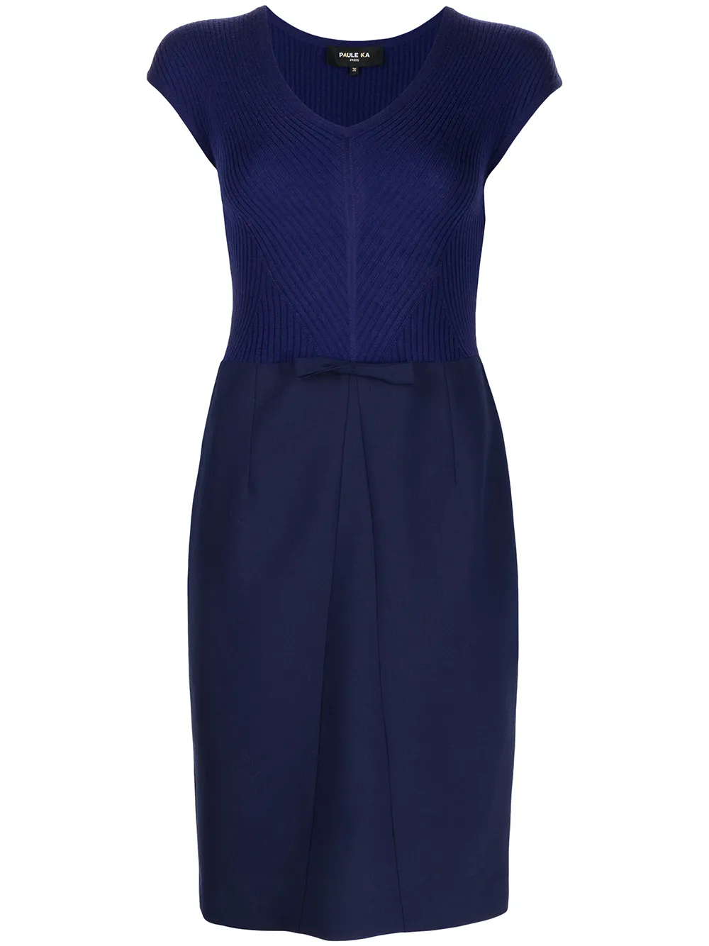 

Paule Ka ribbed-panel detail dress - Blue