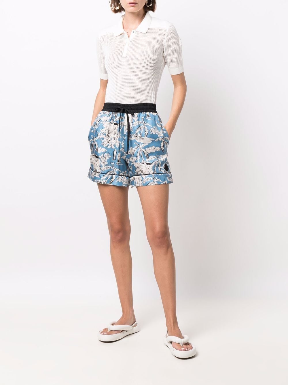 Moncler Shorts met bloemenprint - Blauw