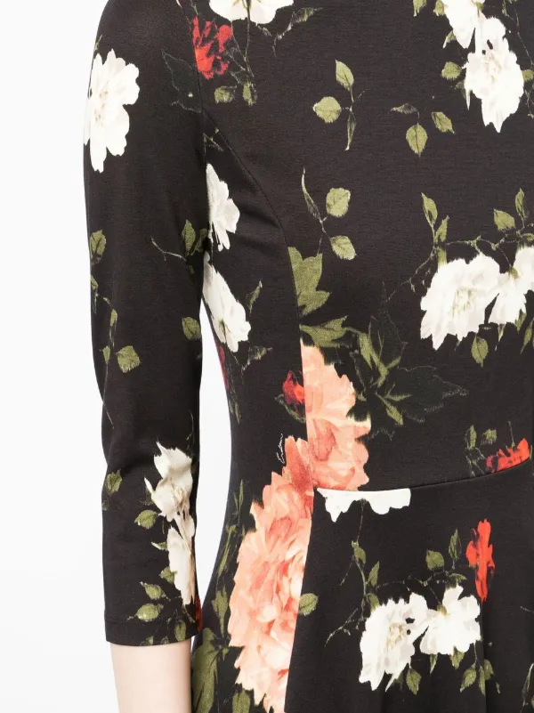 ERDEM floral-print Mini Dress | Black | FARFETCH