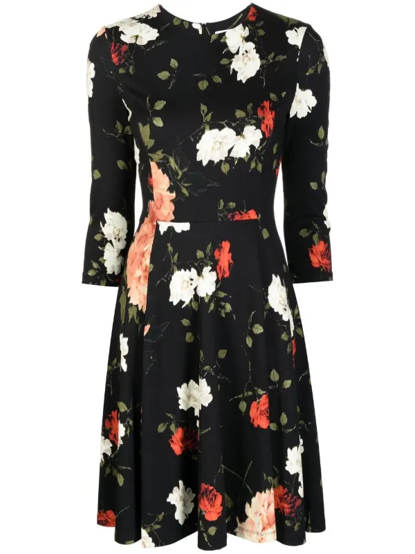高評価アイテム ERDEM floral-print Mini Dress | Black | FARFETCH トップス