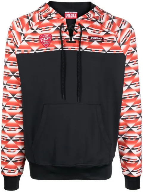 Diesel monogram panelled hoodie 