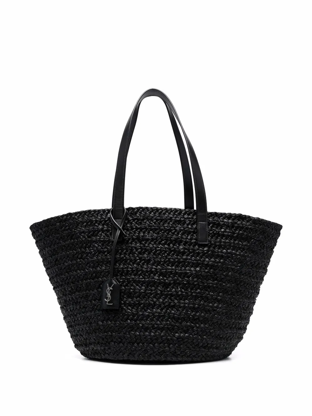 

Saint Laurent interwoven straw tote bag - Black