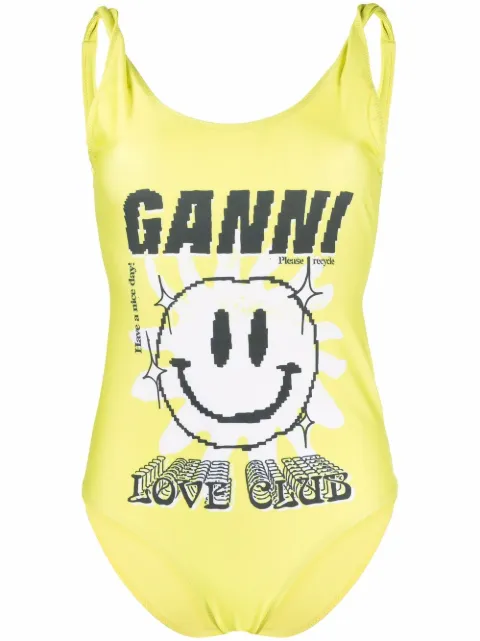 GANNI Love Club graphic swimsuit