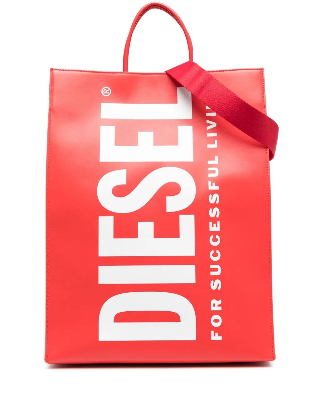 

Diesel logo-print detail tote bag - Red