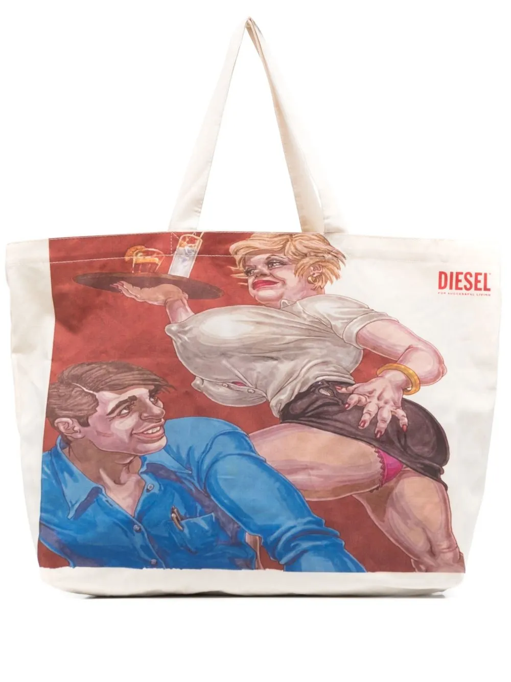 

Diesel tote con estampado gráfico mediano - Neutro