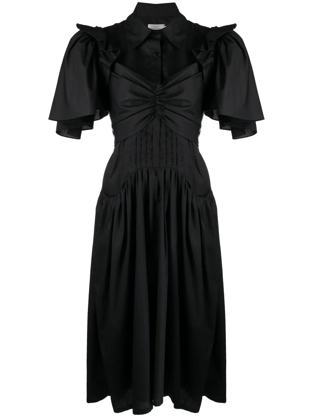 

Preen By Thornton Bregazzi vestido camisero con detalle fruncido - Negro