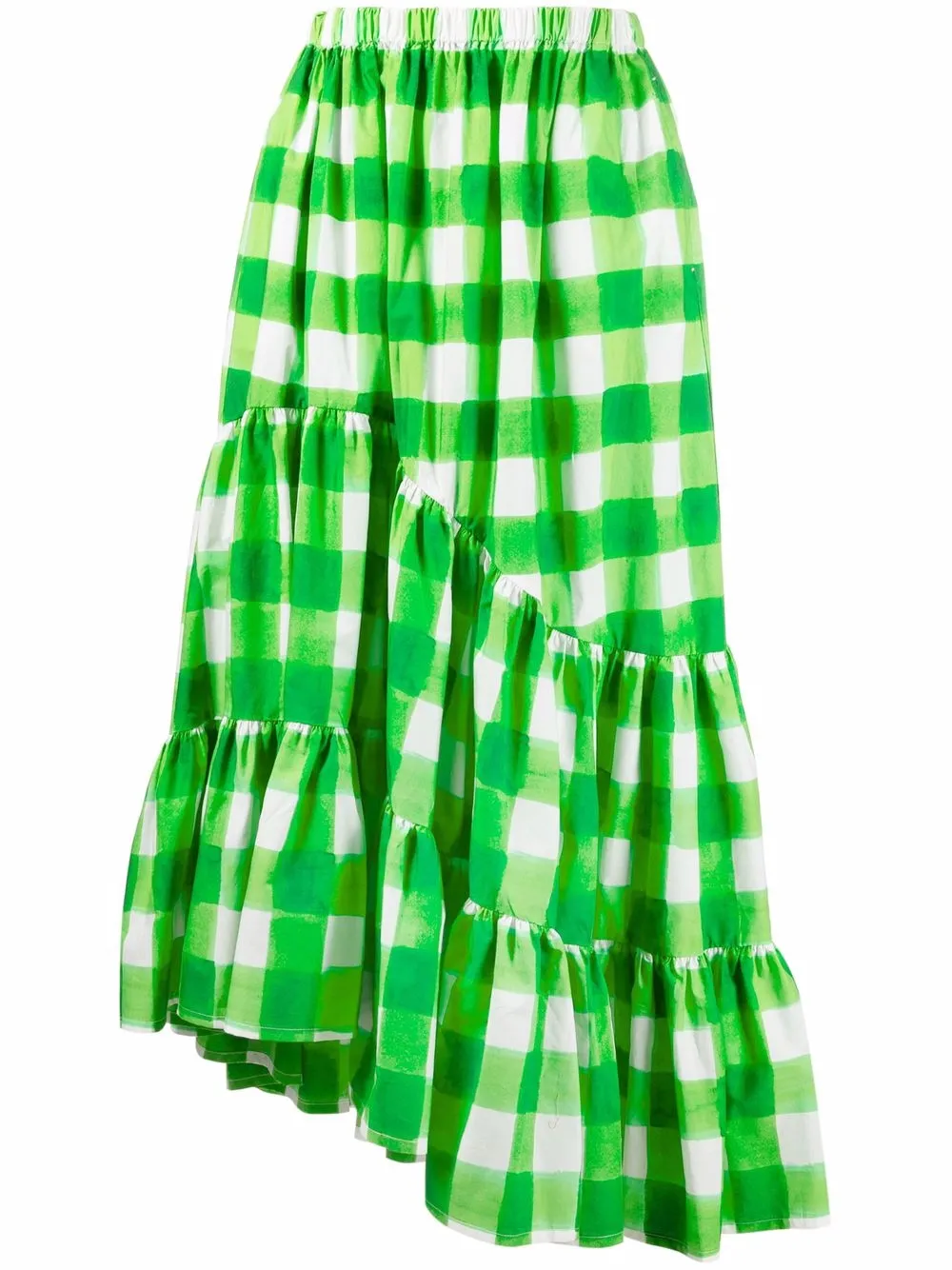 

MSGM gingham-print asymmetric skirt - Green