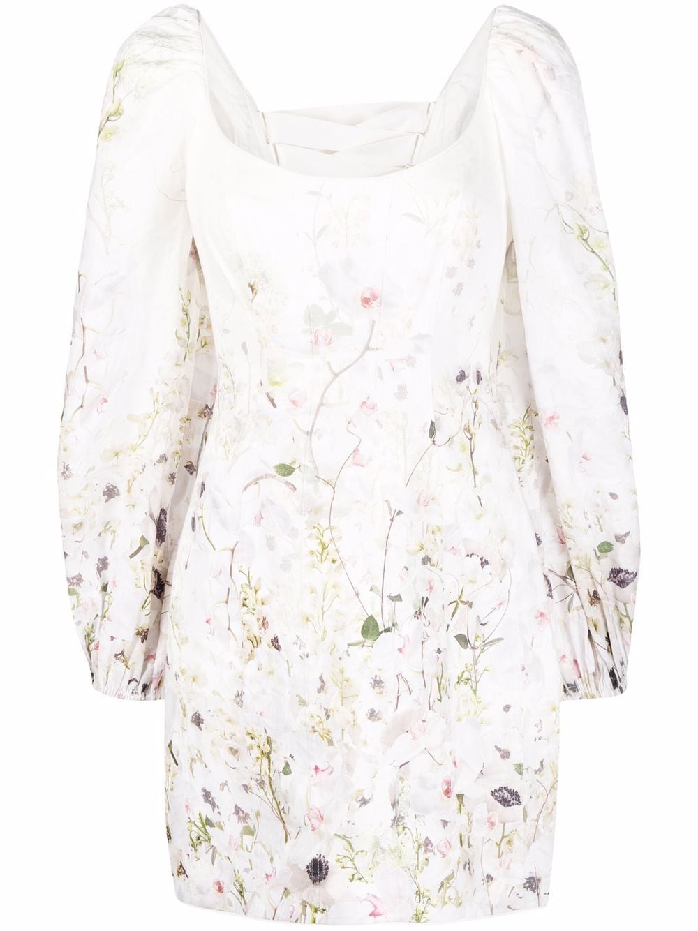 

ZIMMERMANN Dancer floral-print linen minidress - Neutrals