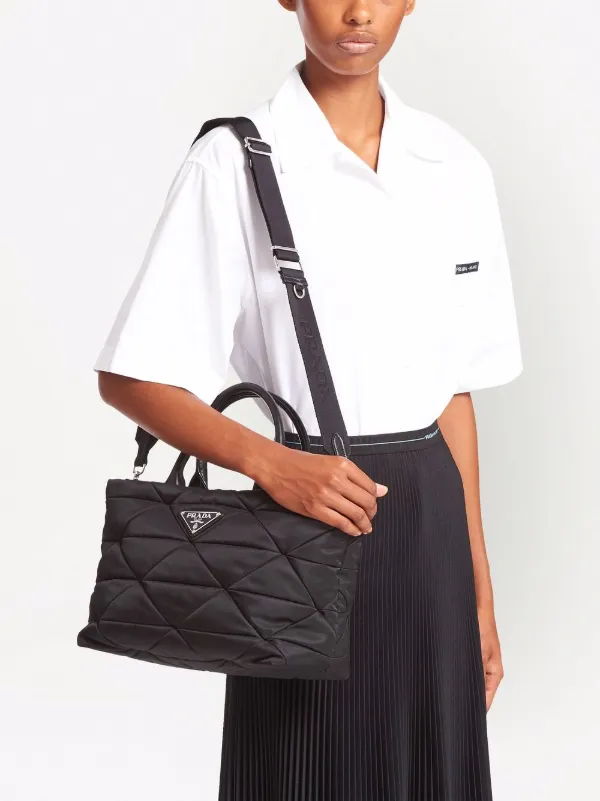 Black Re-nylon Padded Tote Bag