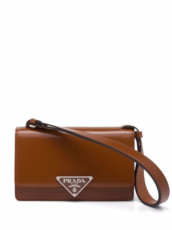 triangle-logo leather shoulder bag, Prada