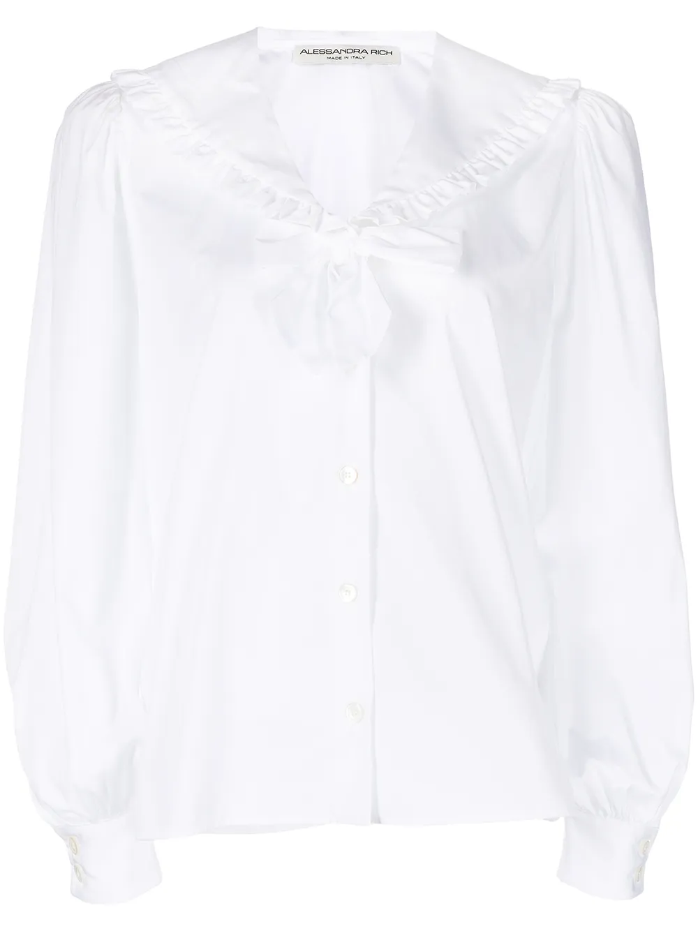 

Alessandra Rich blusa con volantes en el cuello - Blanco