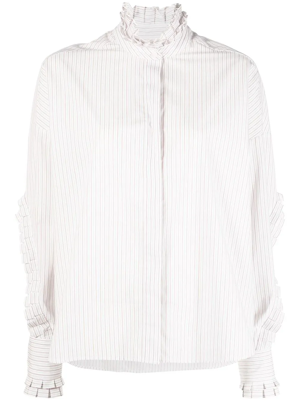 

The Garment striped ruffle-trim shirt - White