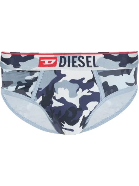 Diesel logo-waistband camouflage-print briefs