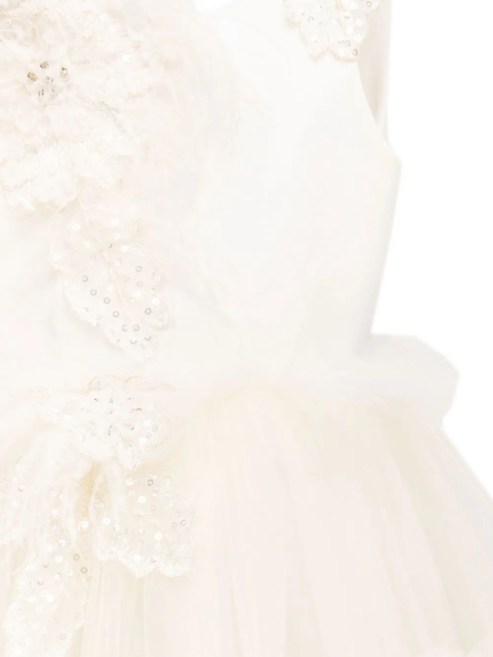  Tulleen Asymmetric Embellished Tulle Dress - Neutrals 
