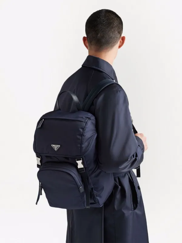 Prada Re-Nylon Triangle Logo Backpack - Farfetch