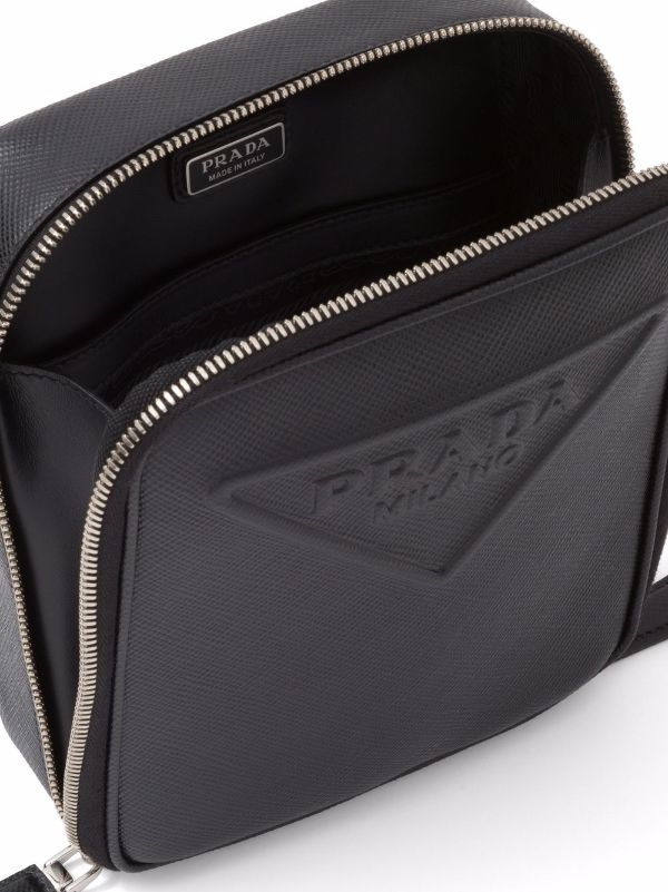 Prada Saffiano-leather Shoulder Bag in Black for Men