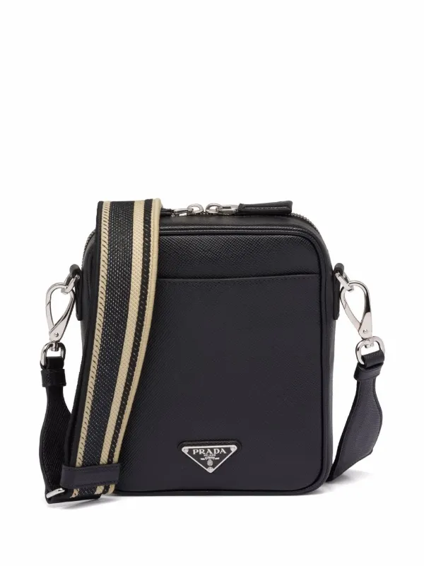 Prada Nylon And Saffiano Crossbody Bag in Black for Men