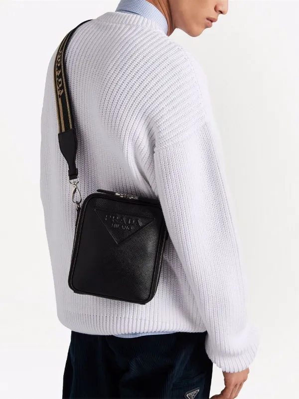 Prada logo-lettering Saffiano Leather Shoulder Bag - Farfetch