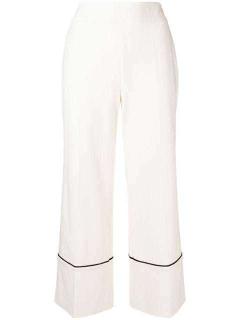 GOODIOUS cropped piped-hem trousers