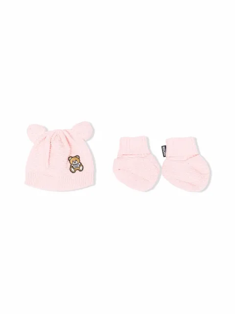 Moschino Kids طقم جوارب وطاقية بزينة تيدي