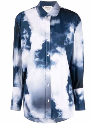 Louis Vuitton Men's 100% Cotton Blue & White Regular Fit Cloud Shirt