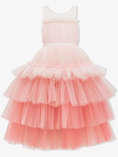 Tulleen robe longue en tulle à design superposé
