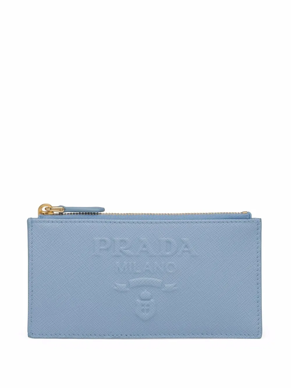 

Prada logo-embossed zipped cardholder - Blue