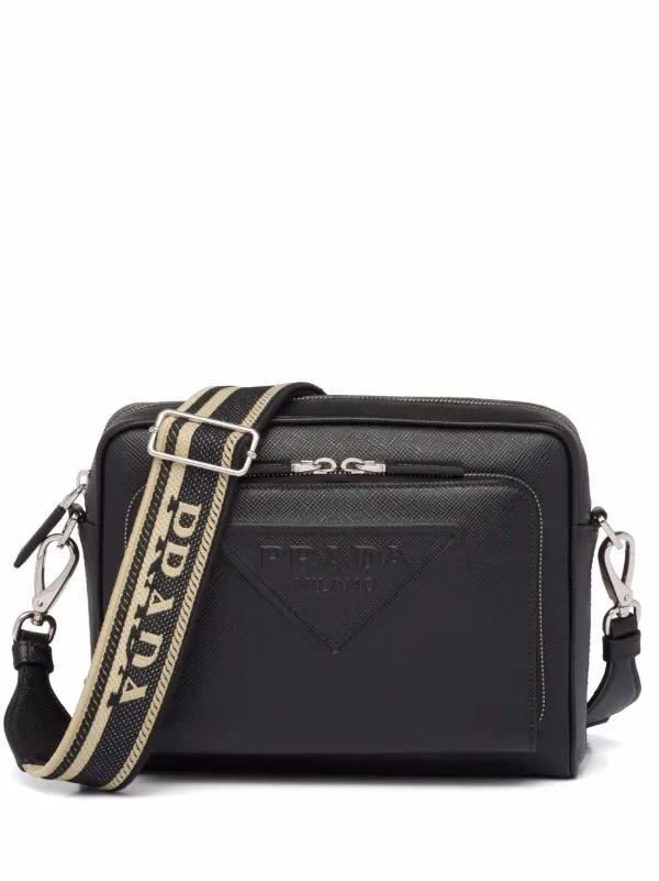 Prada Saffiano Leather Shoulder Bag in Black for Men