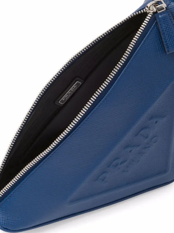 Prada Saffiano Leather Blue Clutch Bag